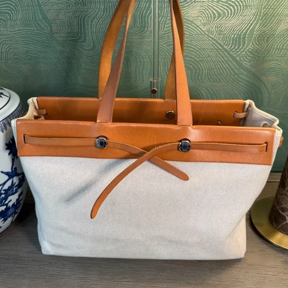 HERMES Cabas Toile H Tote Bag,  Square F (2002) - Picture 3 of 16